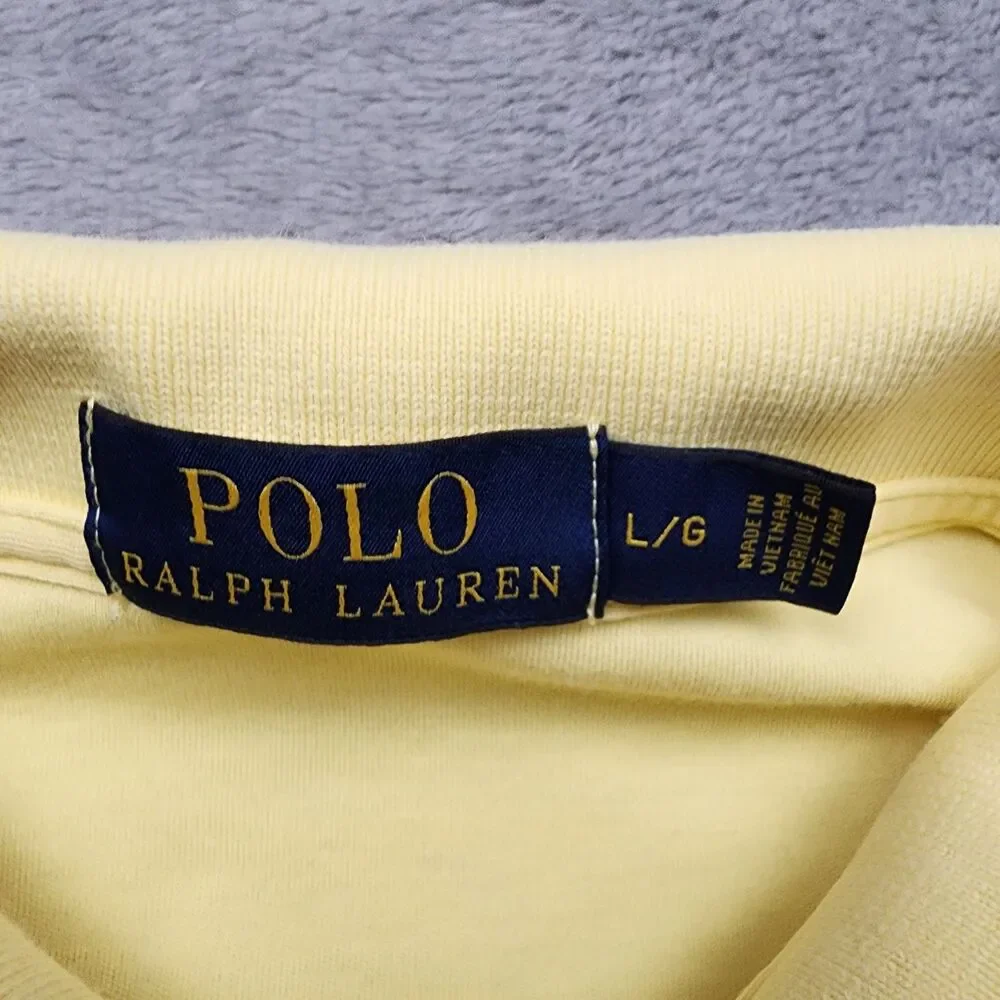 Polo Ralph Lauren Mens L Yellow Polo Shirt 100% Cotton Classic Pony Logo Casual